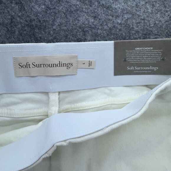 Soft Surroundings Womens Cord Flare Pants Size Large 14/16 Ivory Hippie Boho - Picture 3 of 7